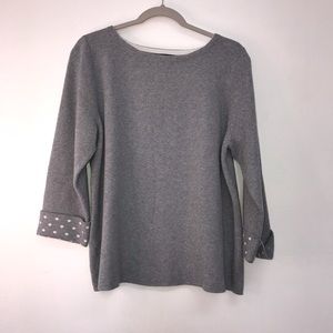 Cynthia Rowley Pullover Sweater Polka Dot Cuffs Sz XL
